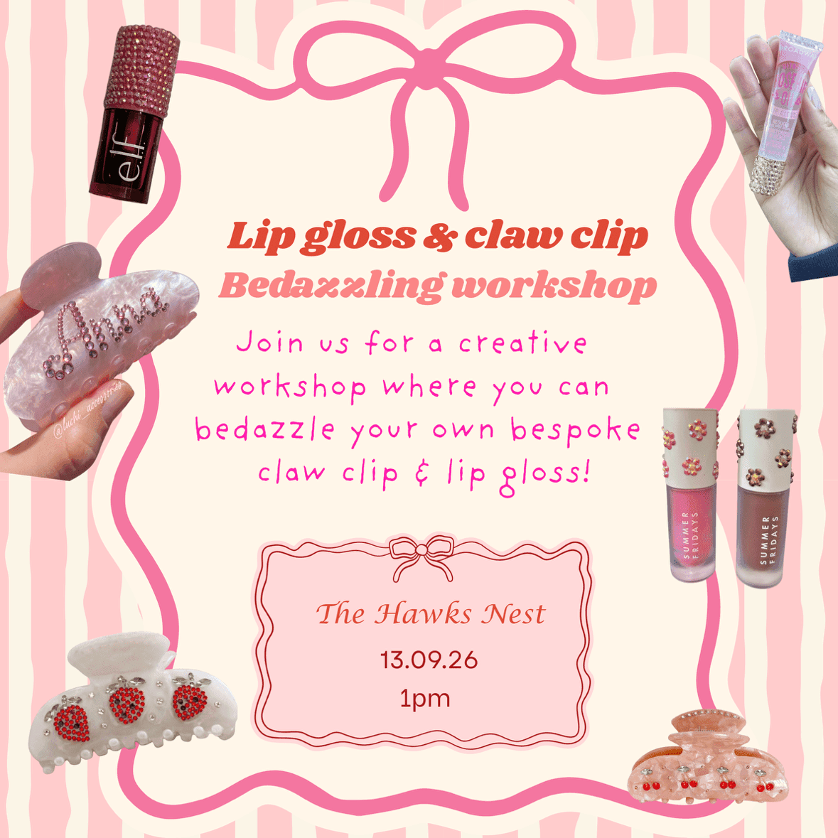 Lip gloss & claw clip bedazzling